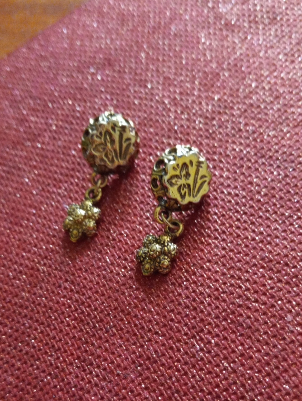 Ornate Antique Bronze Tone Floral Filigree Dangle Drop Earrings